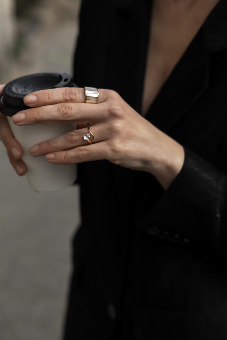 Striped Mother of Pearl Ring, Alternate, color, Gold With Mother Of Pearl