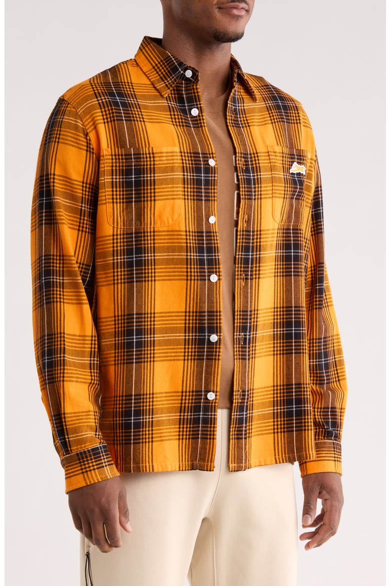 Jacob Flannel Button-Up Shirt, Main, color, BRIGHT MARIGOLD