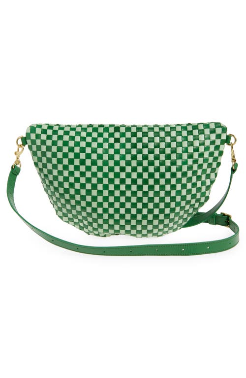 Clare V . Grande Woven Leather Convertible Belt Bag In Fern Mist Woven Checker