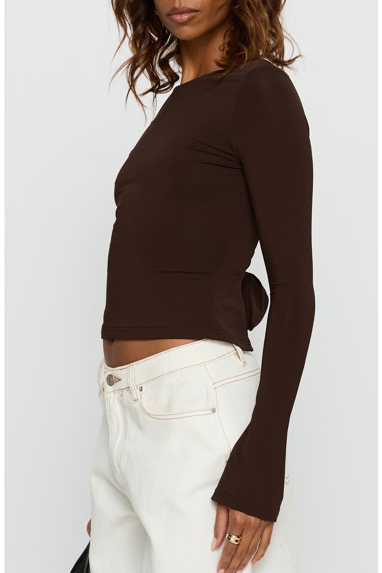 Harpur Long Sleeve Open Back Crop Top, Alternate, color, CHOCOLATE