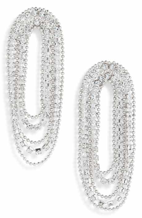 NORDSTROM RACK Crystal ChainFringe Earrings