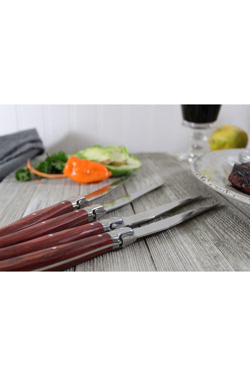 French Home Laguiole Pakkawood Steak Knives In Wood Grain