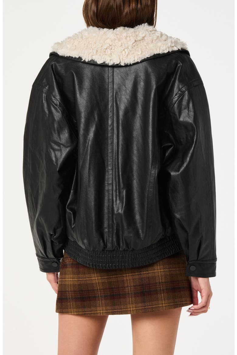 Jonyssa Faux Fur Trim Faux Leather Jacket, Alternate, color, BLACK