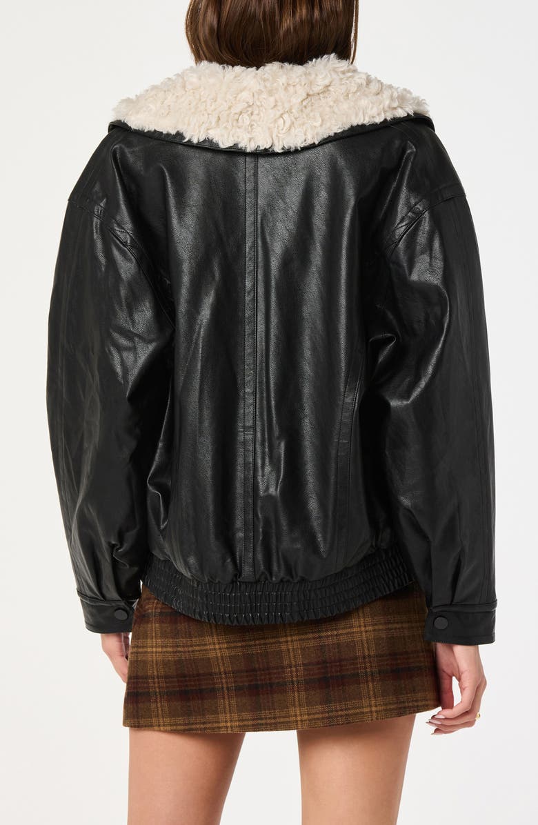 ASTR the Label Jonyssa Faux Fur Trim Faux Leather Jacket, Alternate, color, Black