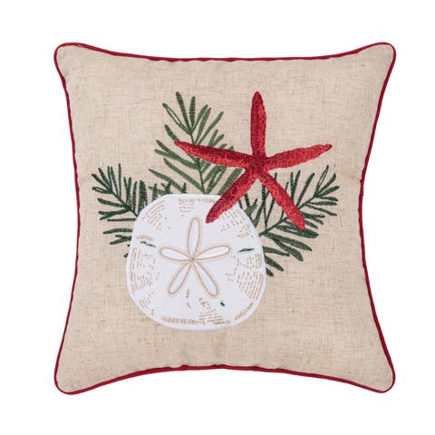 Seaside Greetings Christmas Accent Throw Pillow 16" x 16"