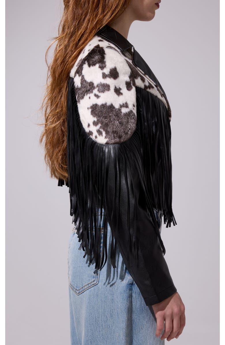 AZALEA WANG Olandria Fringe Jacket, Alternate, color, Blackmulti