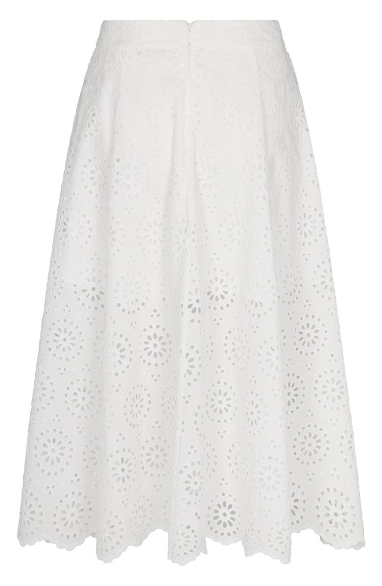FRAME The Solstice Eyelet Midi Skirt, Alternate, color, White