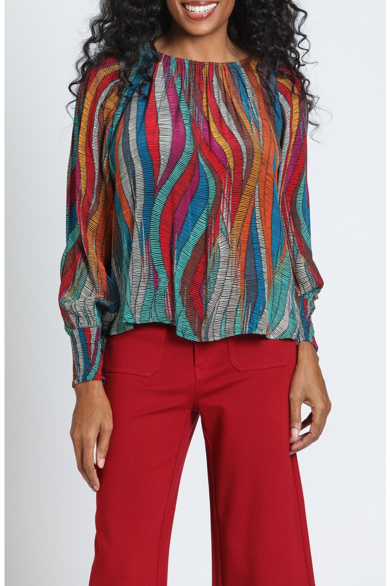 Smocked Cuff Pullover Top, Main, color, HARVEST PRISM