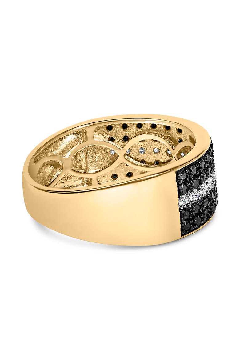 Men's 10K Yellow Gold 1.00 ctw White and Black Diamond Cluster Ring, Alternate, color, Yellow Gold