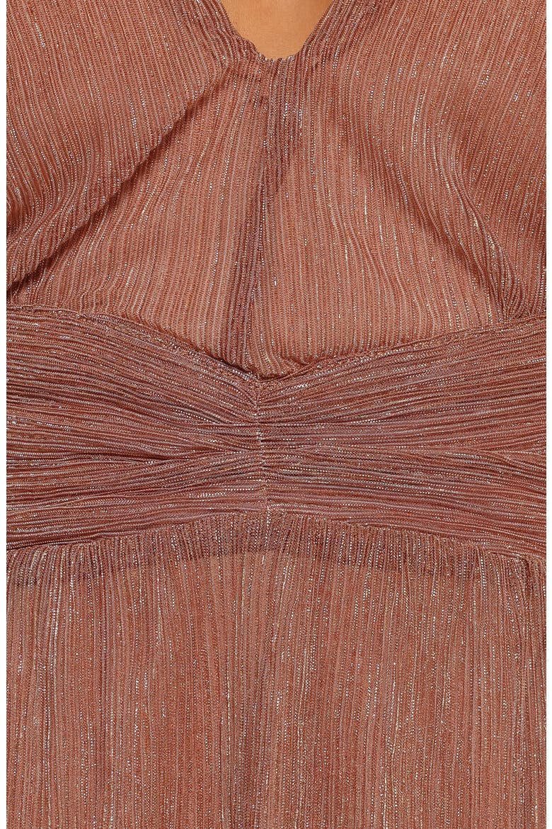 Cressida Metallic Puff Sleeve Maxi Dress, Alternate, color, ROSE GOLD