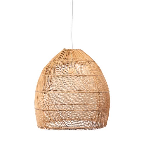 The Artisan & Company Bell Shaped Rattan Pendant Light In Natural