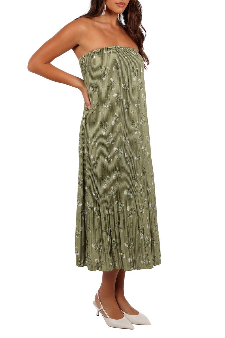 Sylvie Strapless Plissé Dress, Alternate, color, SAGE BOTANICA