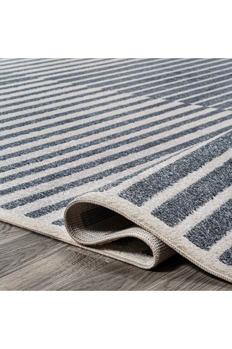 Shutter Minimalist Striped Plaid Machine-Washable Area Rug, Alternate, color, Dark Gray/Cream
