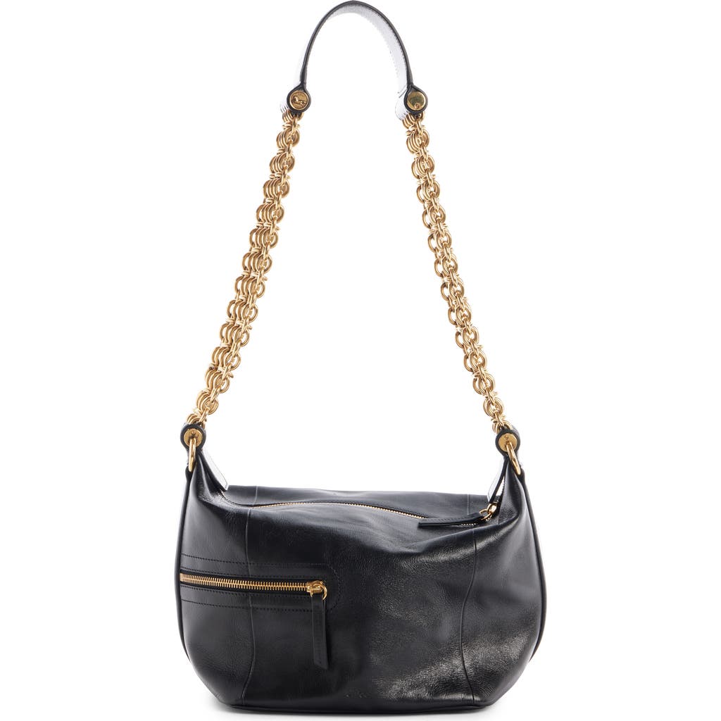 Chloé Sac Porté Épaule Camera Chain En Cuir Brillant Femme Noir Taille Onesize 100% Bubalus Bubalis, Farme In 001 Black