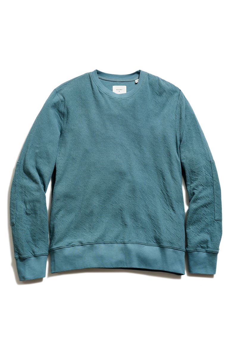 Billy Reid Rib Crinkle Cotton Sweatshirt, Main, color, Blue