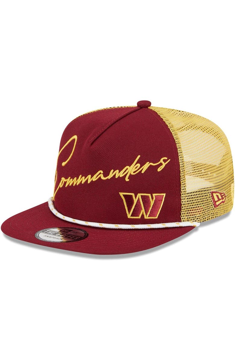 New Era Men's New Era Burgundy Washington Commanders Script Logo Golfer 9FIFTY Snapback Hat, Main, color, 