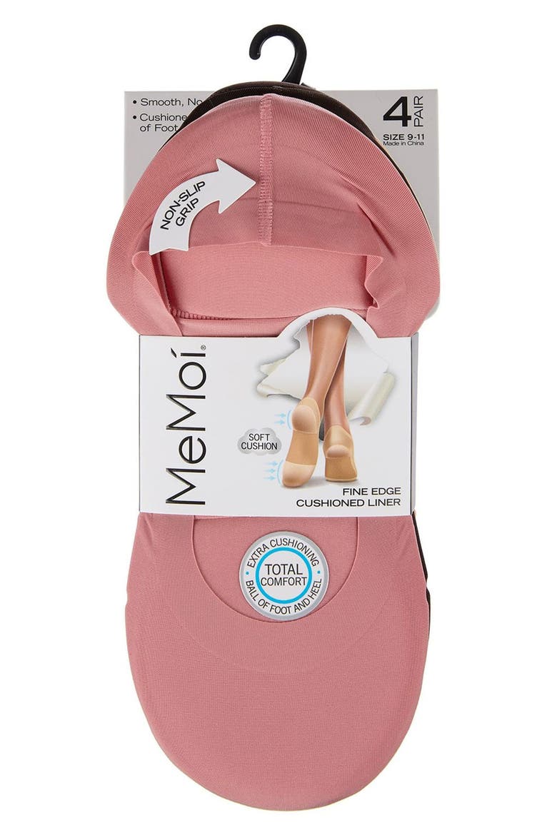 Assorted 4-Pack Cushioned Liner Socks, Alternate, color, MAUVE MULTI