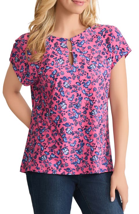 Floral Cap Sleeve Top (Petite)