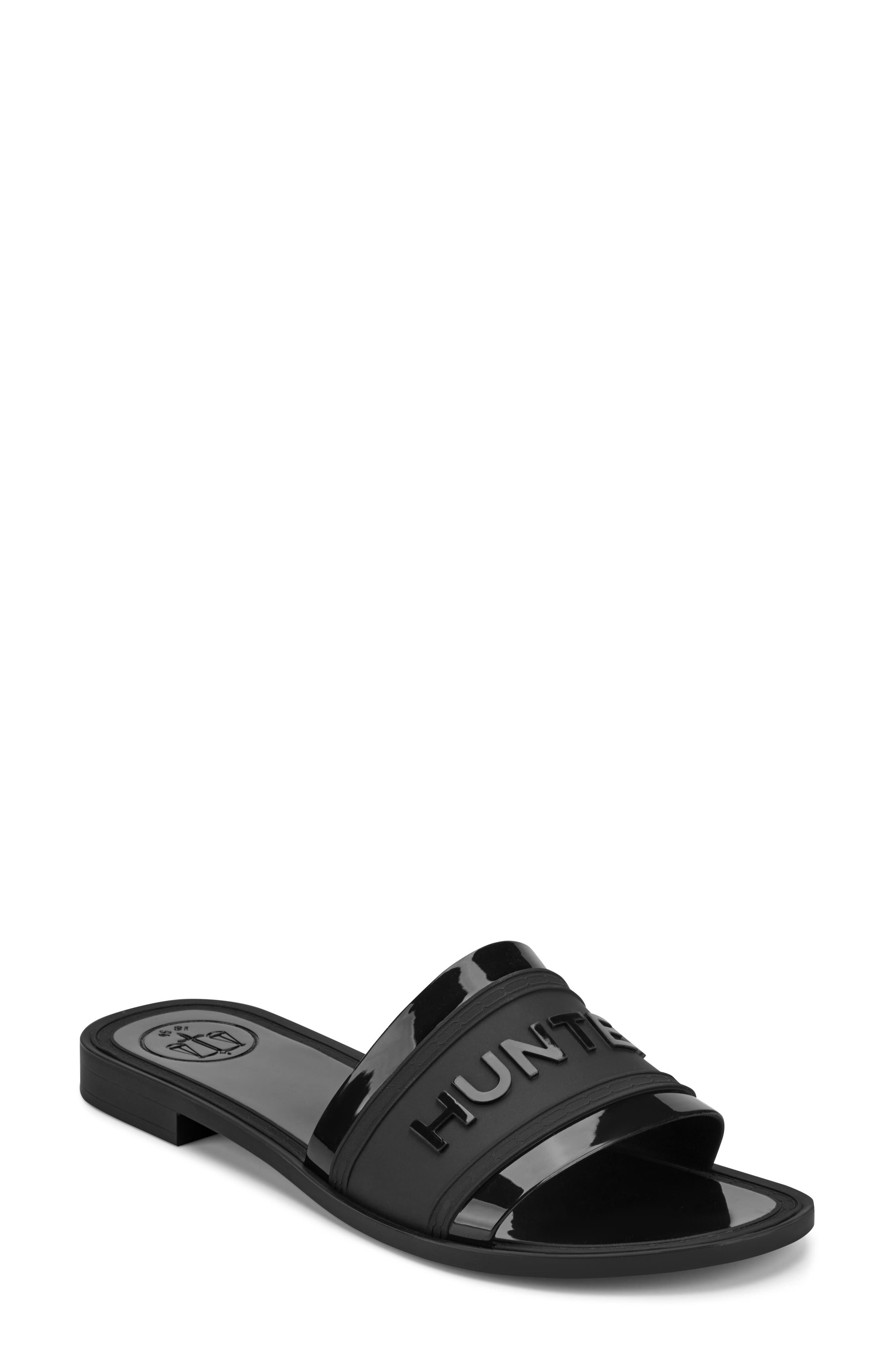 Hunter Marina Slide Sandal, Main, color, Black 001