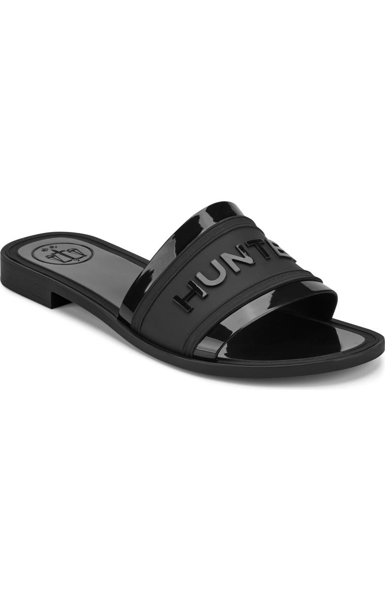 Hunter Marina Slide Sandal, Main, color, Black 001