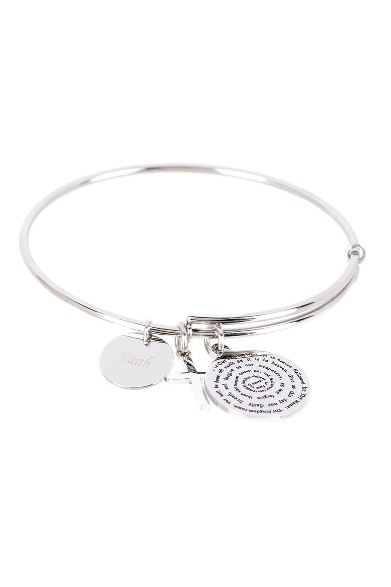 Our Father, Faith, & Cross Charms Bracelet, Main, color, metallic