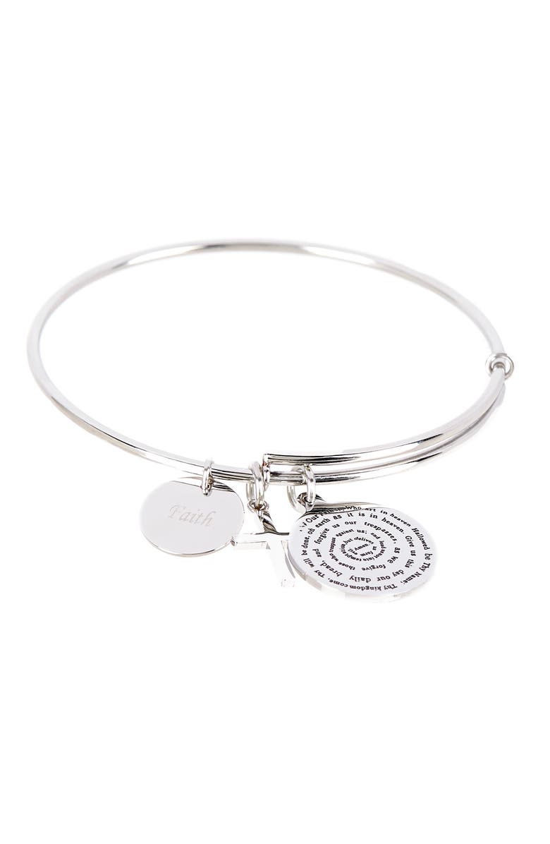 HMY JEWELRY Our Father, Faith, & Cross Charms Bracelet, Main, color, Metallic