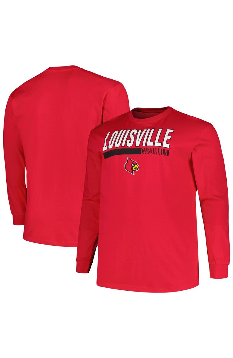 PROFILE Men's Profile Red Louisville Cardinals Big & Tall Two-Hit Long Sleeve T-Shirt, Main, color, 