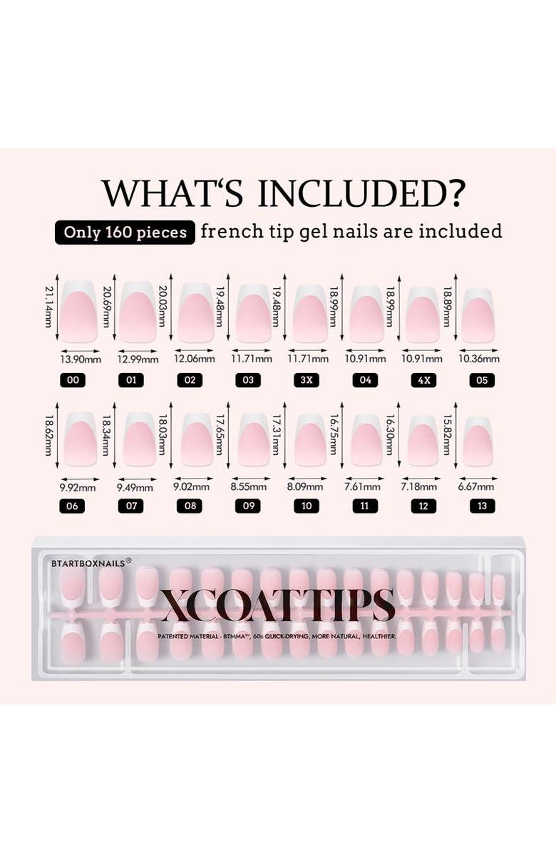Btartboxnails Soft Gel Nails XCOATTIPS<sup>®</sup> French Collection, Alternate, color, Short Coffin Pink