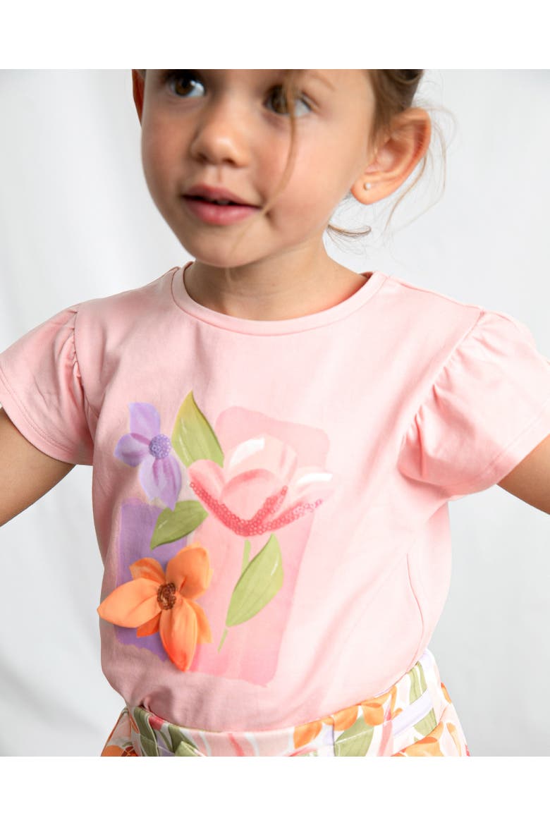 T-Shirt With Ruffled Sleeves, Alternate, color, Pink
