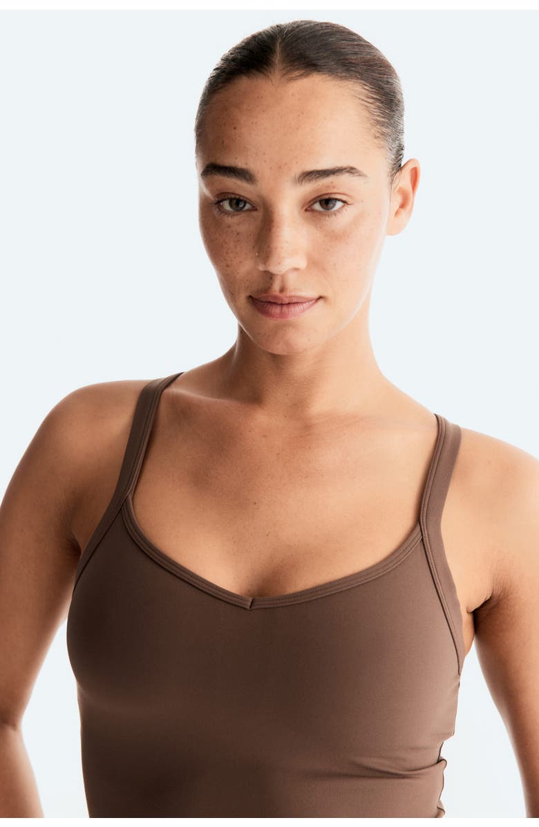 H&M Integral-bra Sports Top With Softmove, Alternate, color, Mocha