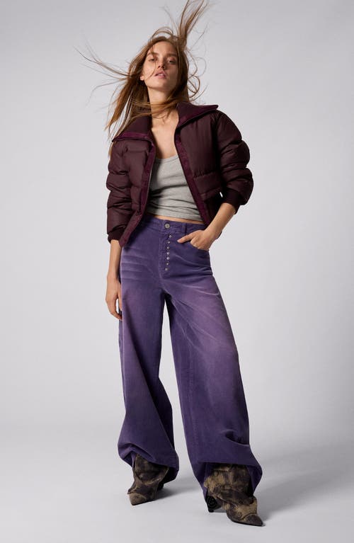 Desigual Stretch Cotton Corduroy Wide Leg Pants In Blue