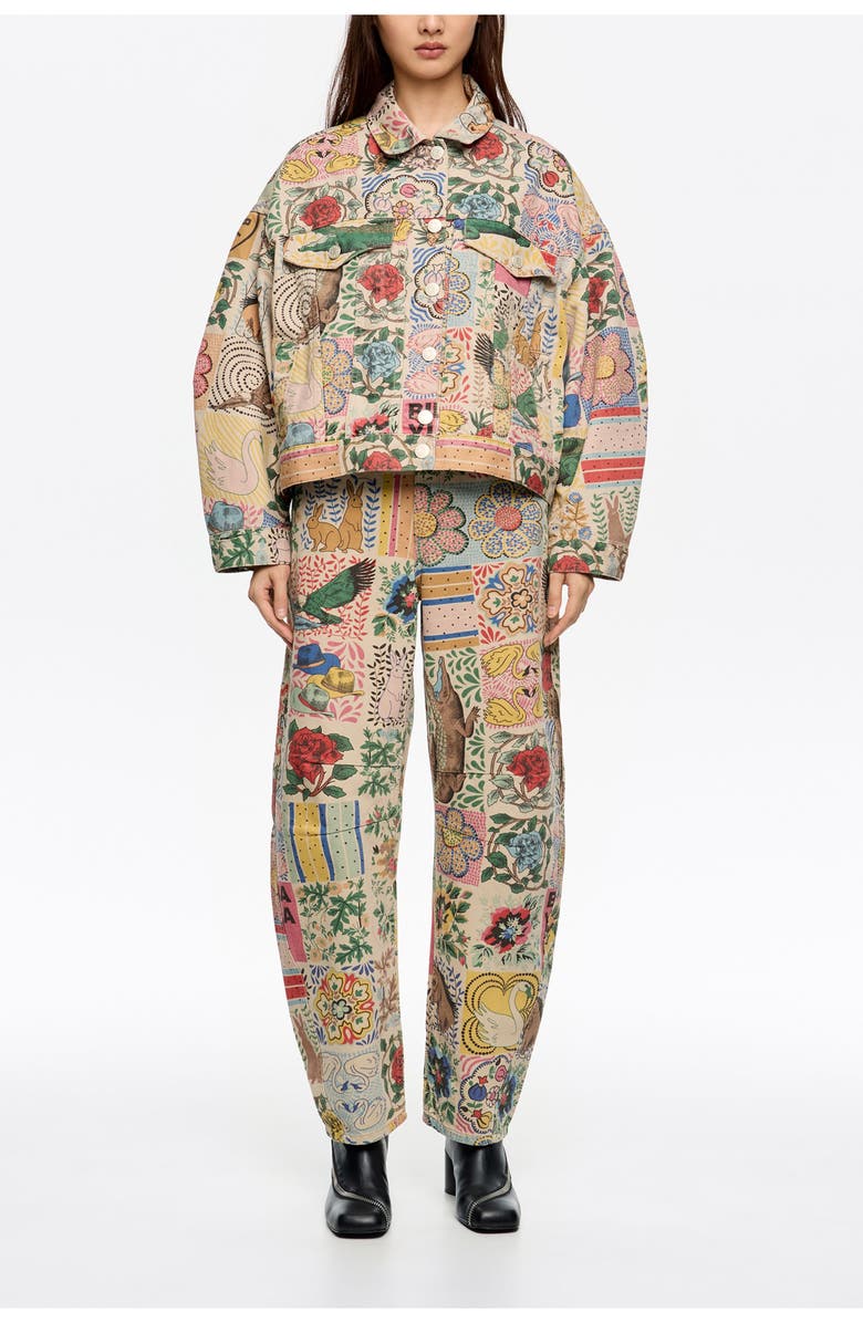 Bimba y Lola Patchwork Flowers Denim Jacket, Main, color, Flowers Pachwork