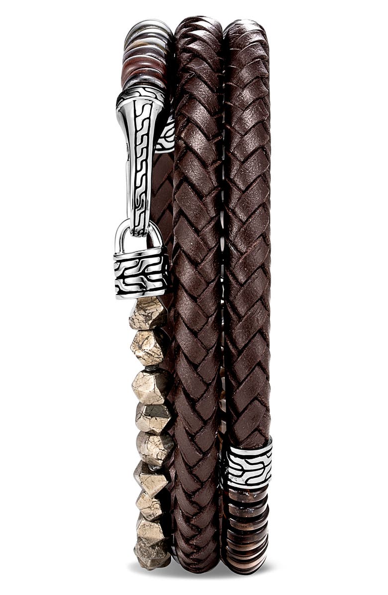 John Hardy Men's Classic Chain Triple Wrap Leather Bracelet, Alternate, color, 