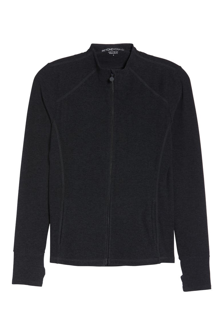 Mock Neck Front Zip Jacket, Alternate, color, DARKEST NIGHT