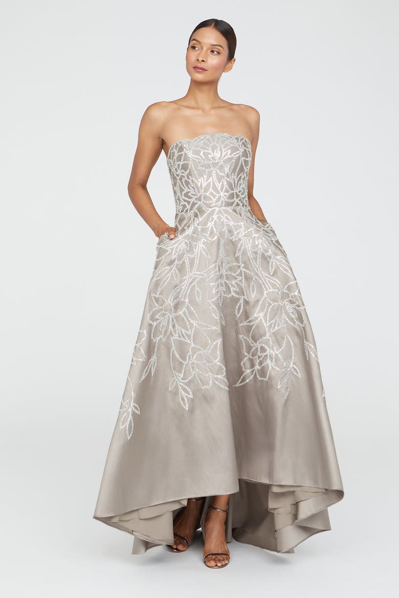 Pamela Embroidered Gown, Alternate, color, Smoke