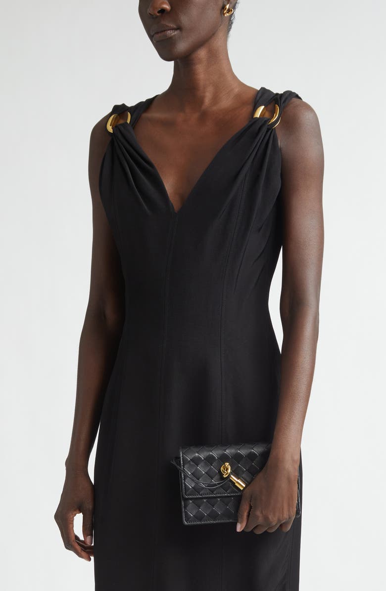 Bottega Veneta Slim Andiamo Intrecciato Lambskin Crossbody Wallet, Alternate, color, 1019 Black-M Brass