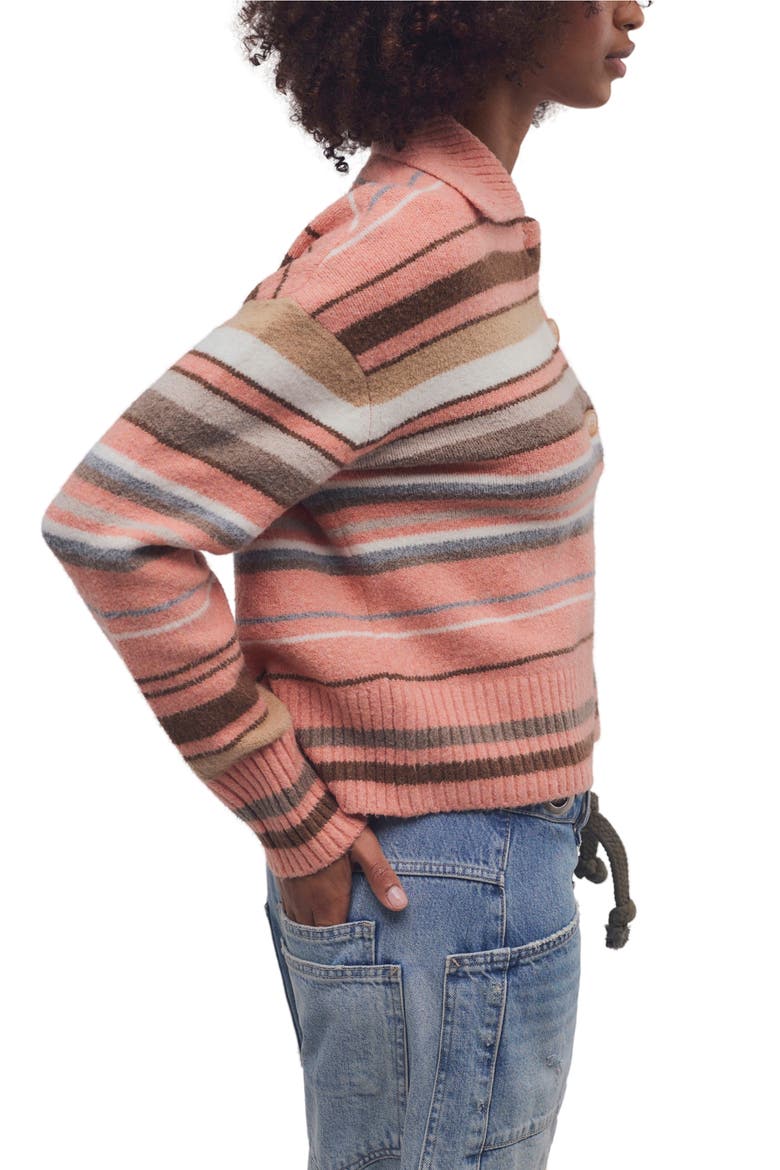 Trading Up Stripe Polo Sweater, Alternate, color, PEACH COMBO