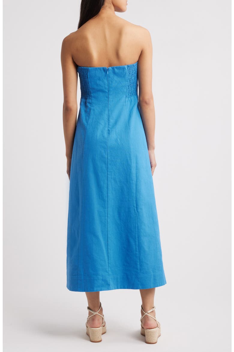 Elia Linen Blend Strapless Dress, Alternate, color, LAPIS BLUE