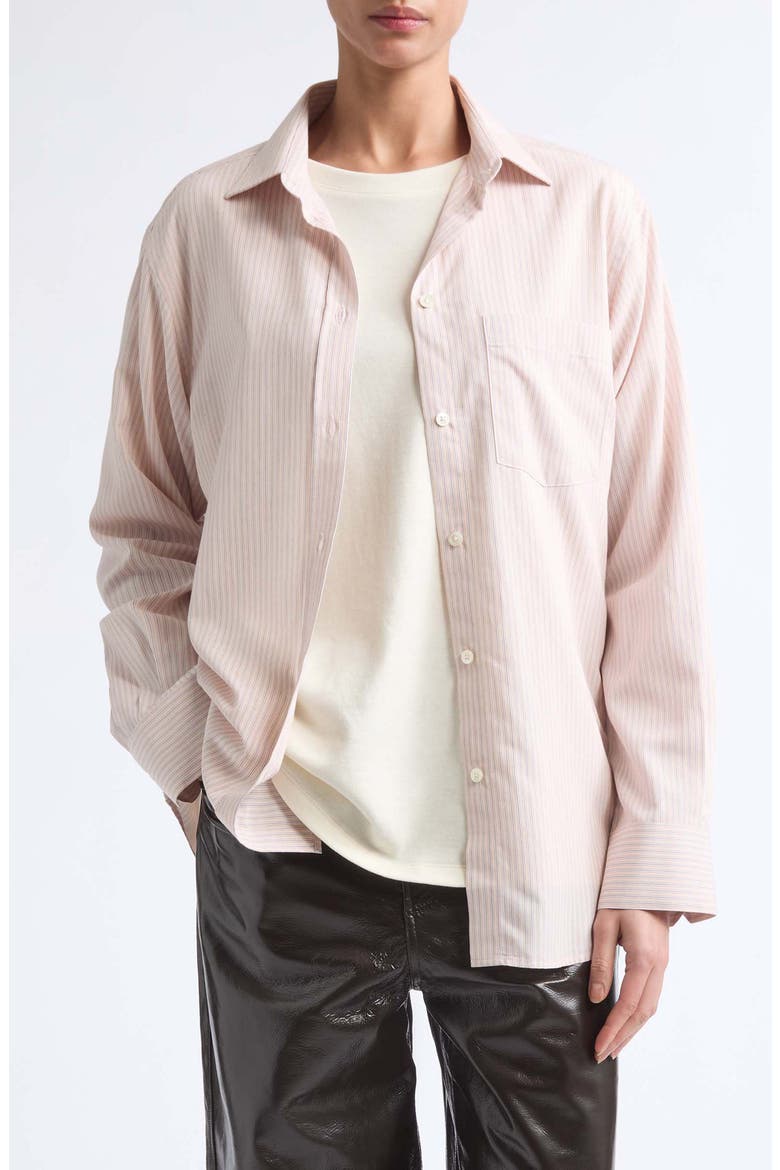 Classic Fit Stripe Button-Up Shirt, Main, color, ROSE STRIPE