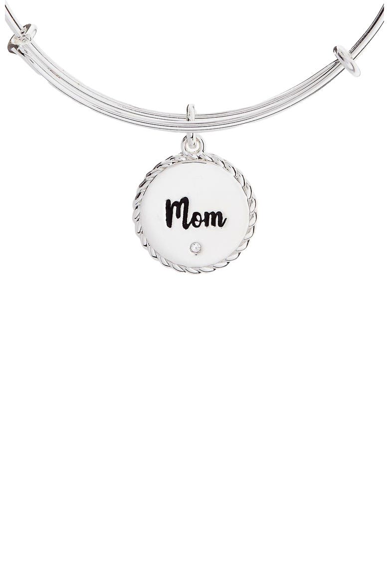 Mom Charm Bangle Bracelet, Alternate, color, Silver