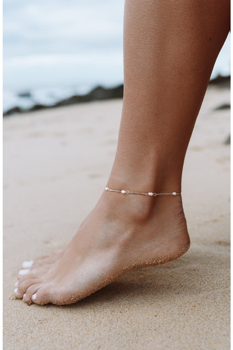 Freshwater Pearls Anklet, Alternate, color, Silver