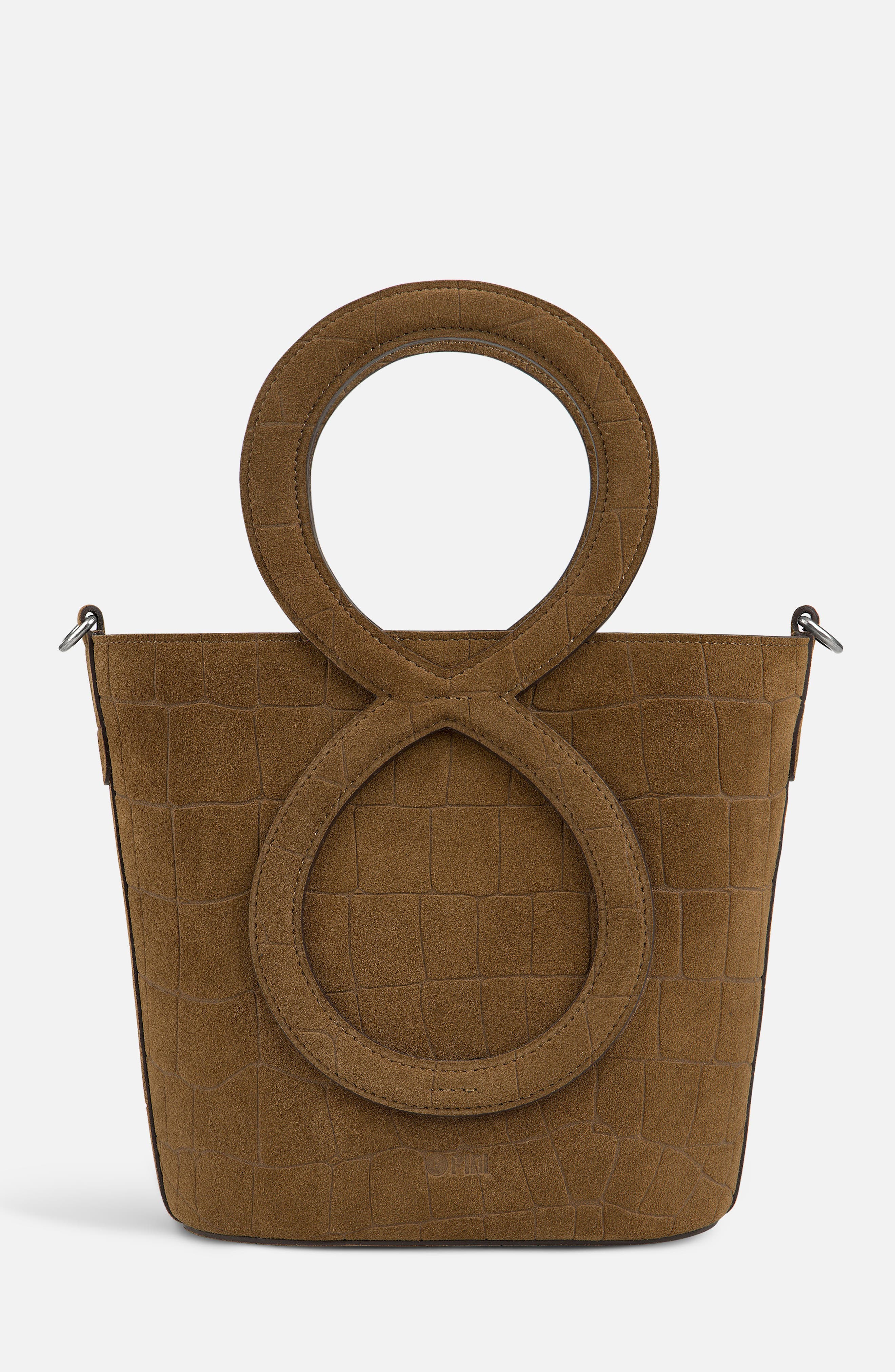 Infinity Bag - Coffee Brown Croc Embossed Suede, Main, color, Coffee Brown