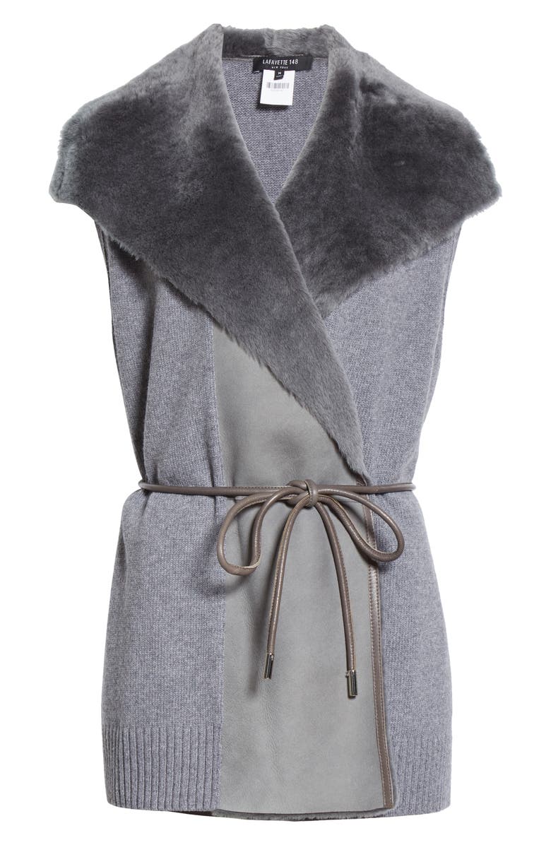 Lafayette 148 New York Genuine Shearling Panel Wool & Cashmere Vest, Alternate, color, 