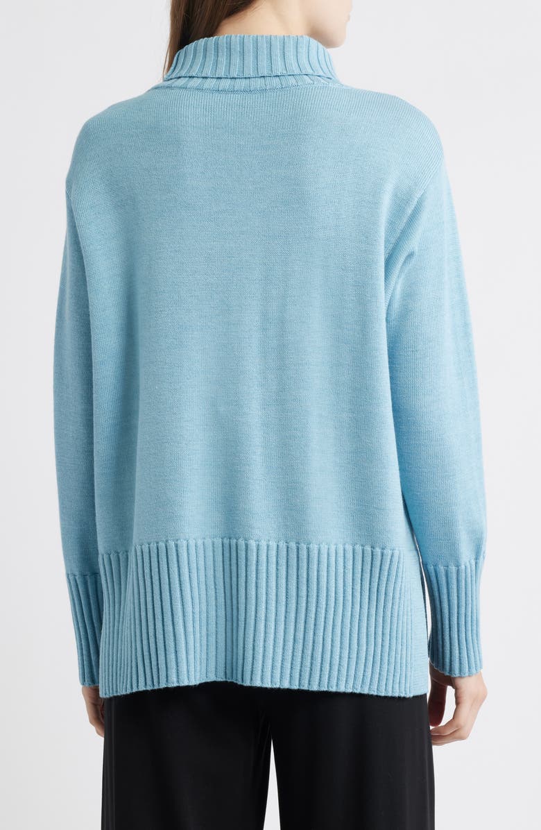Eileen Fisher Turtleneck Merino Wool Sweater, Alternate, color, Seabreeze
