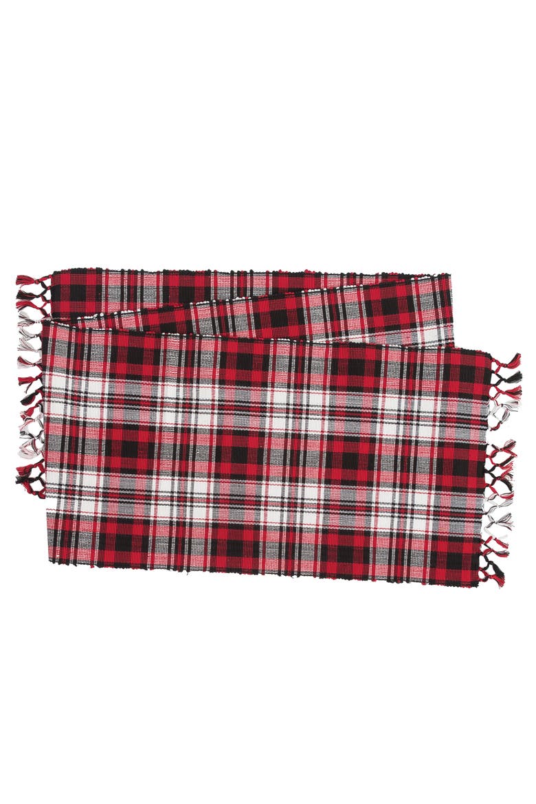 Fireside Red & Black Checkered 100% Cotton Table Runner 13" x 72", Main, color, Red