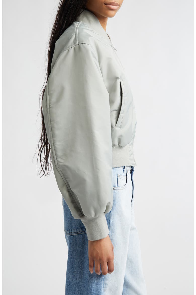 Nylon Crop Bomber Jacket, Alternate, color, SAGE