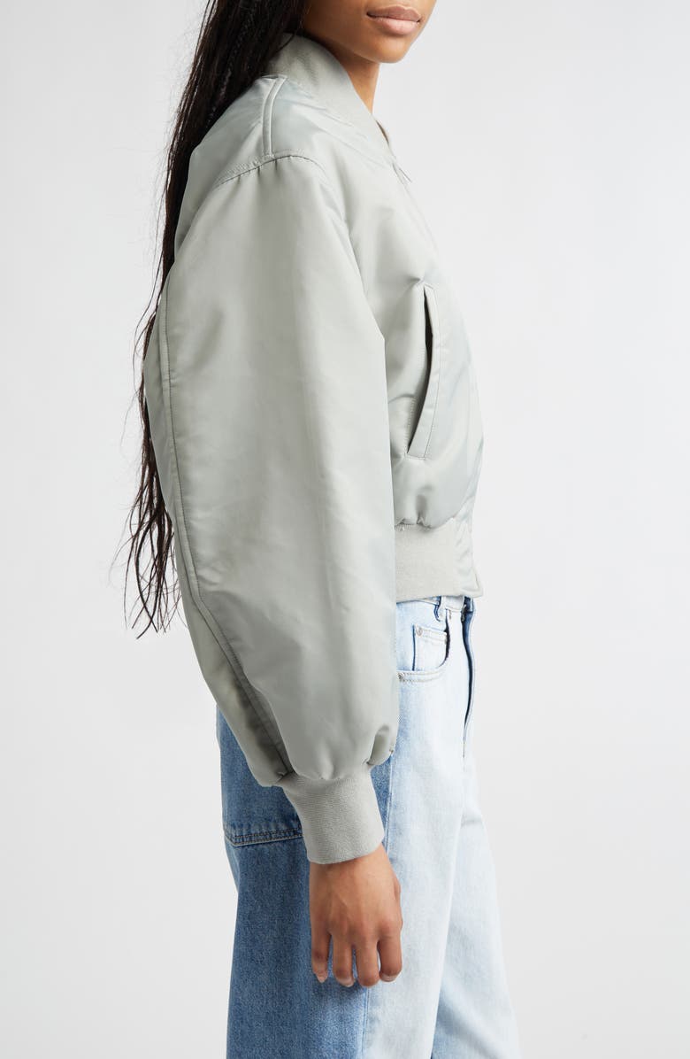 Stella McCartney Nylon Crop Bomber Jacket, Alternate, color, Sage