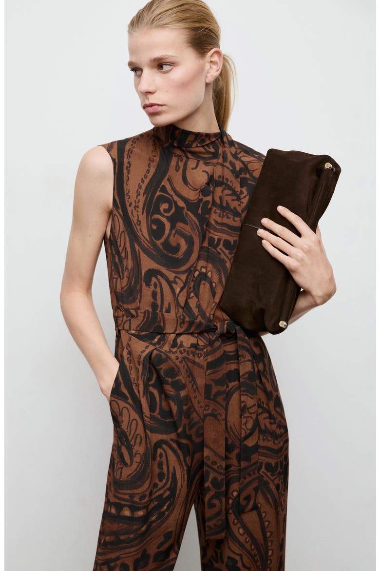 Paisley Sleeveless Jumpsuit, Alternate, color, BURNT ORANGE