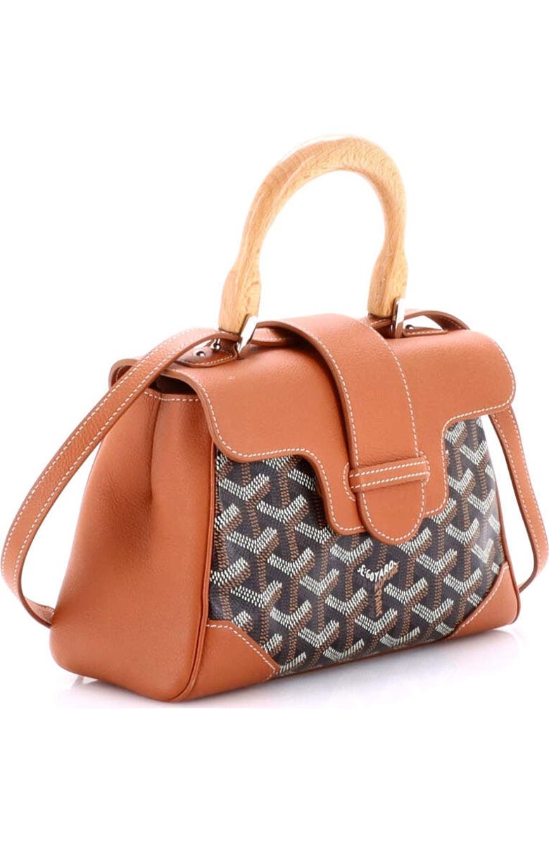 Pre-Owned Goyard Saigon Top Handle Bag Coated Canvas with Leather Mini, Alternate, color, Brown