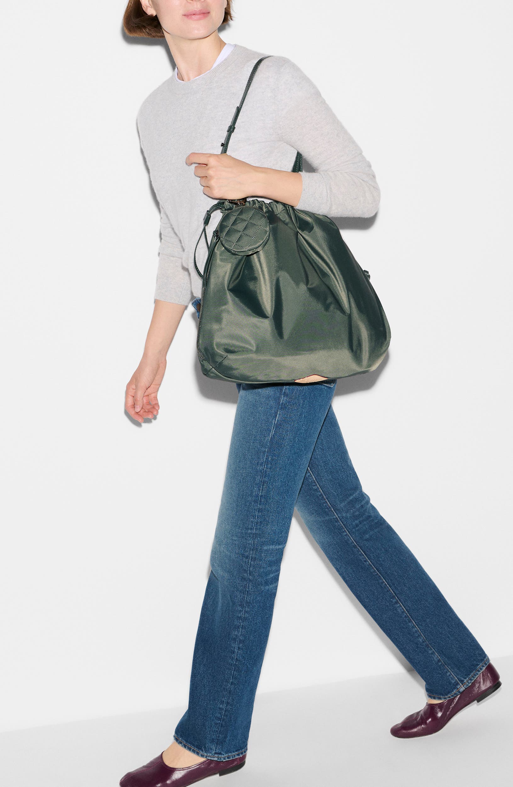 Waverly Nylon Shoulder Bag, Alternate, color, JUNIPER